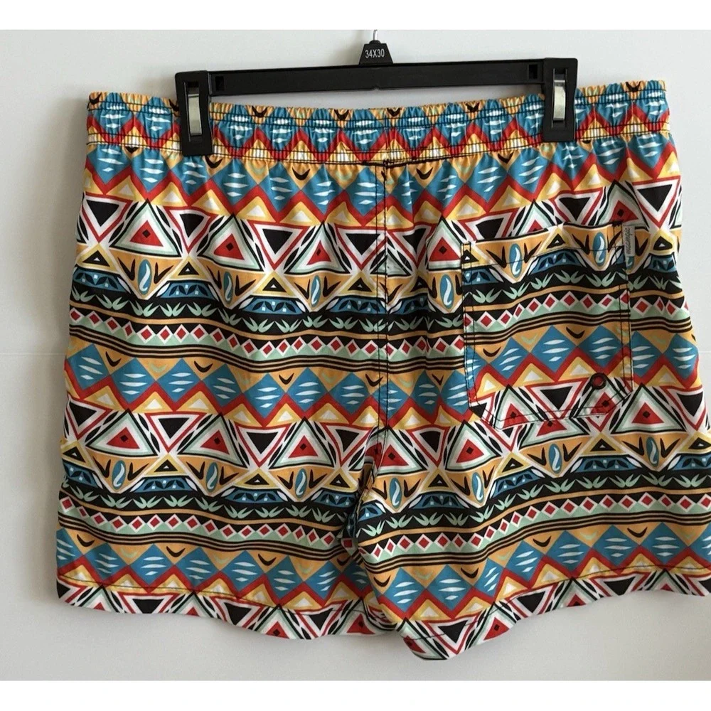 Maamgic Aztec Print‎ Swim Trunks Unlined Men's Size XL Drawstring Fast Shipping